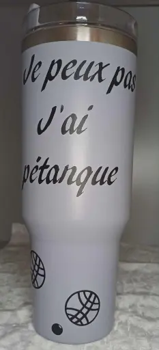 Mug isotherme " je peux pas j'ai pétanque"